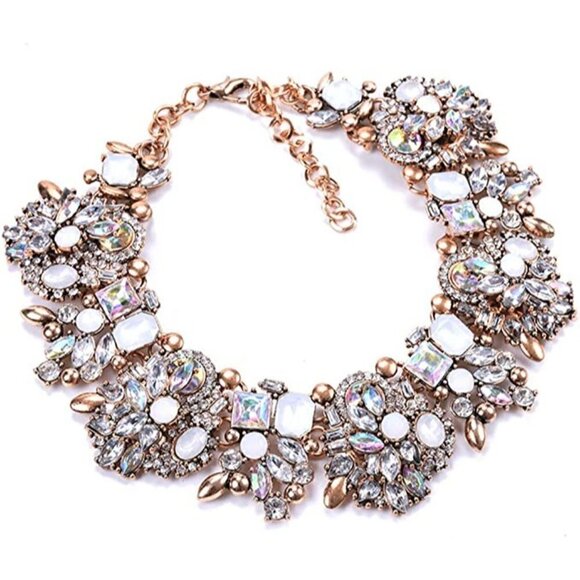 🆕 Stunning Statement Necklace Colorful Glass Crystal Collar Choker SEXY NWT 👀 - Picture 3 of 6